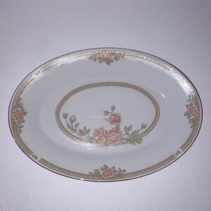 Vintage‎ Rose Oval China Serving Platter 10x14”
